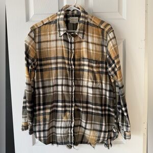 American Eagle Oversized Distressed Flannel Shirt